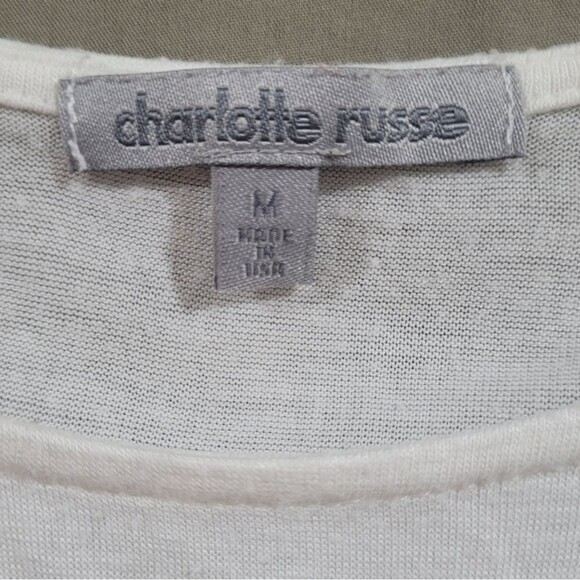 Charlotte Russe size medium white crop twisted front top - Picture 2 of 6